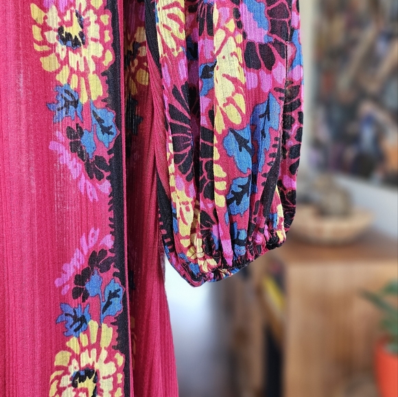 Free People Floral Boho Kimono Beach Cover - Picture 3 of 5